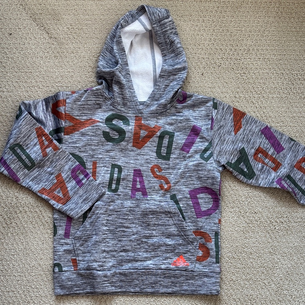 Adidas Youth Hoodie with Colorful Lettering